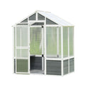 Wooden Walk-In Greenhouse with Polycarbonate Panels – White / Gray