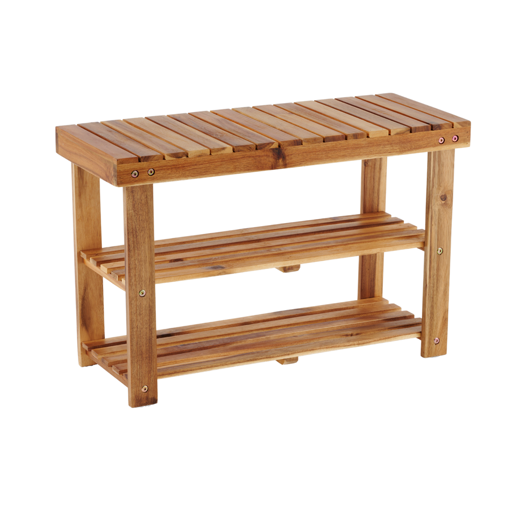 Acacia Wood Entryway Shoe Bench
