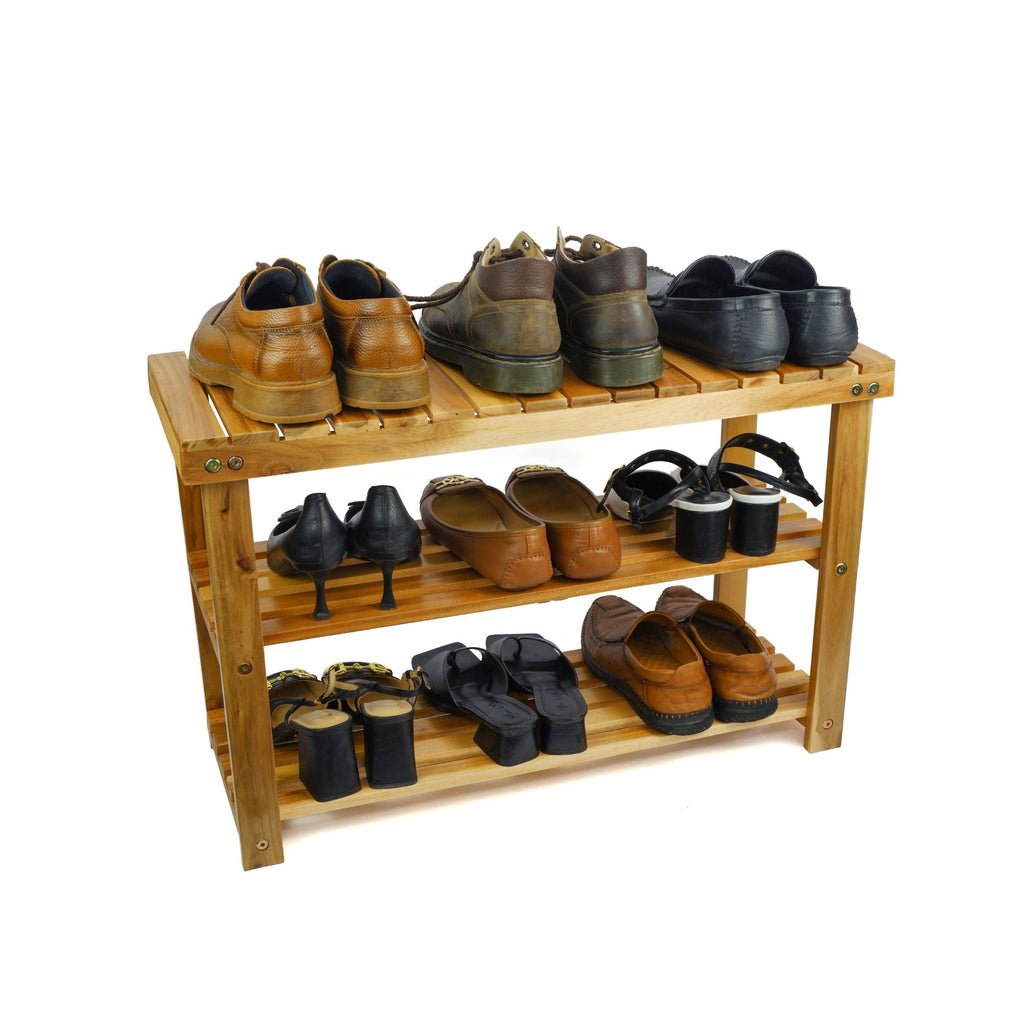 Acacia Wood Entryway Shoe Bench