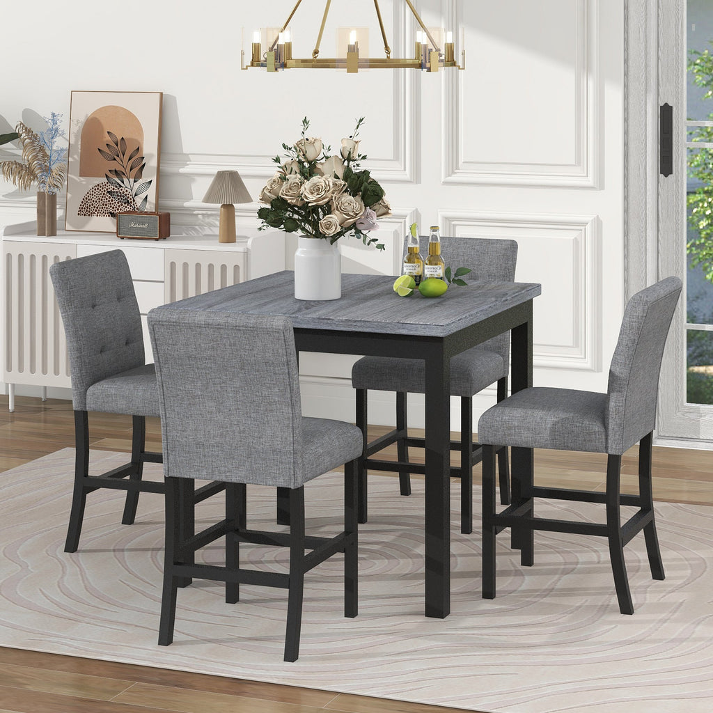 TOPMAX 5-Piece Counter-Height Dining Set – Black & Gray