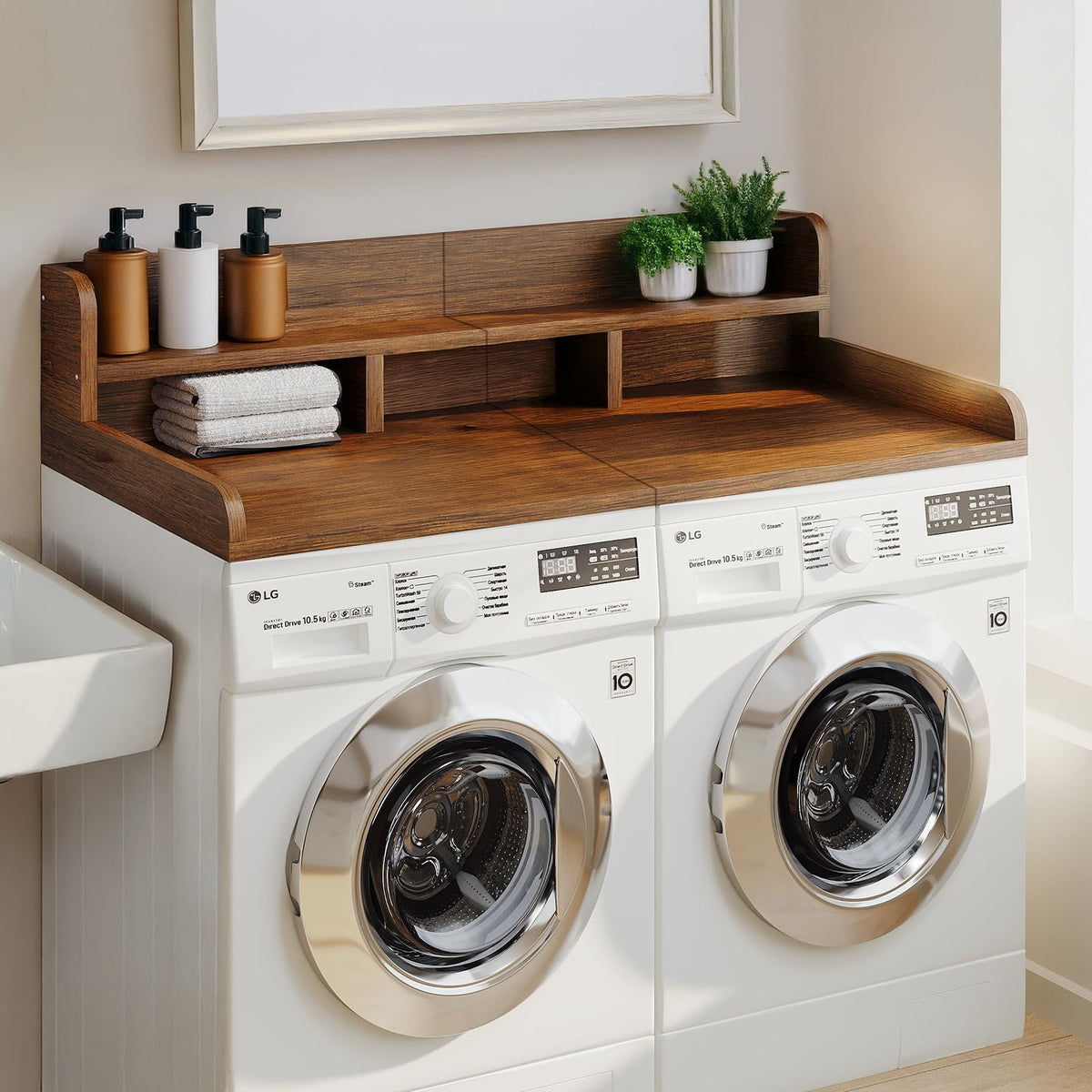 Washer Dryer Countertop with Non-Slip Pads - Walnut