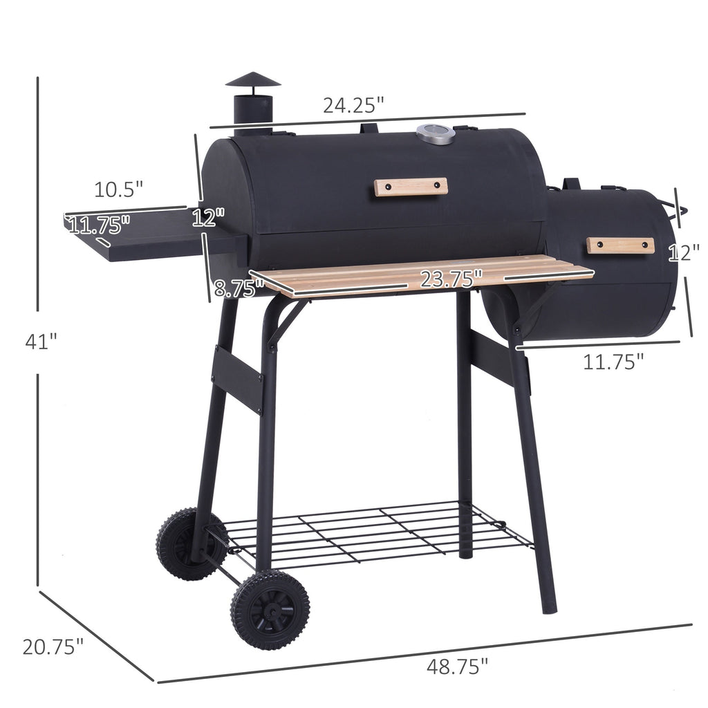 48-Inch Charcoal Grill & Offset Smoker Combo