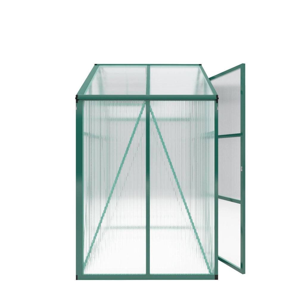 Walk-In Polycarbonate Greenhouse with Raised Base – Green