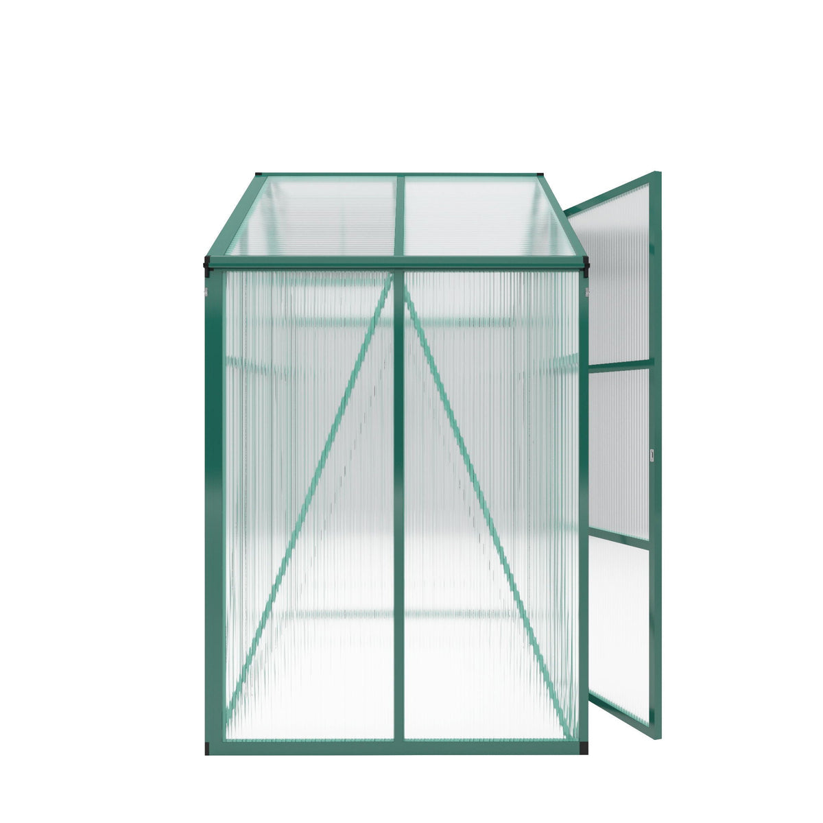 Walk-In Polycarbonate Greenhouse with Raised Base – Green