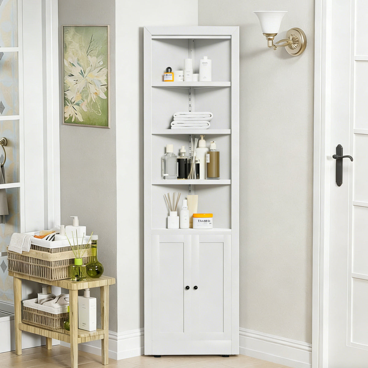 71-Inch Tall Corner Storage Cabinet