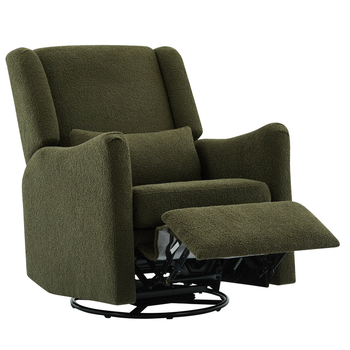 Wide Wingback 360° Swivel Glider Rocker Recliner – Dark Green or Beige
