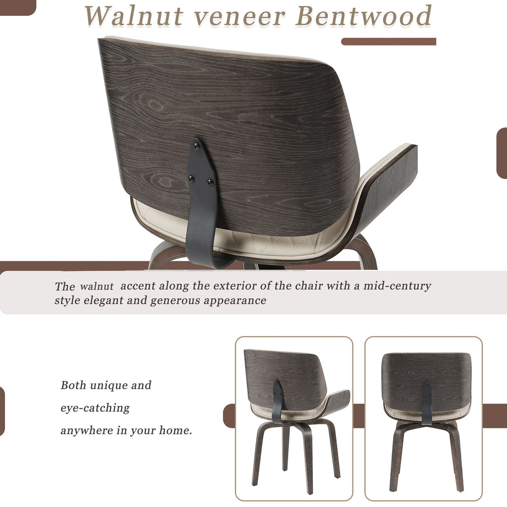 Set of 2 Mid-Century 360° Swivel Dining Chairs – Beige