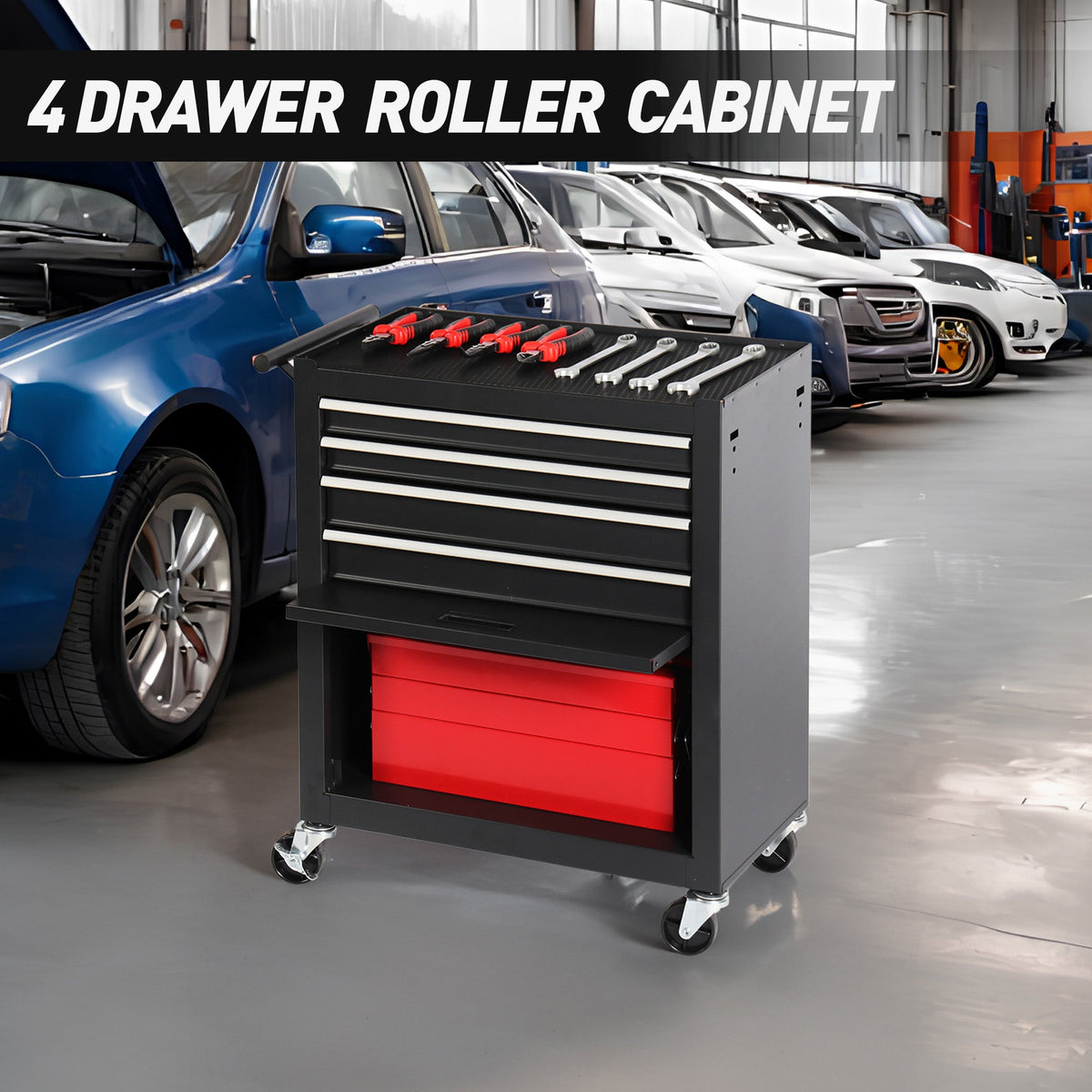 4-Drawer Rolling Tool Chest – Black