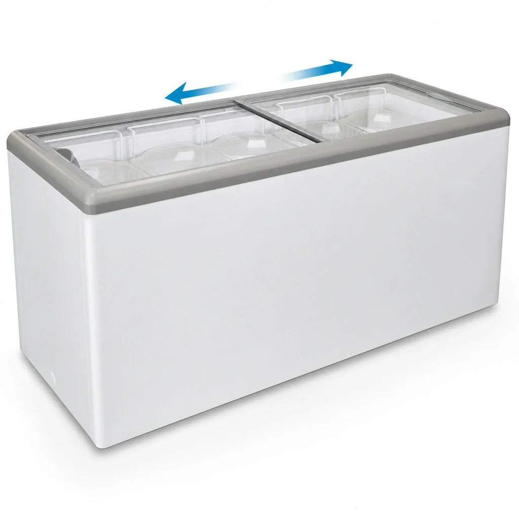 Excellence Commercial Products HB-17HCD Dual-Temperature Chest Refrigerator/Freezer, 16.5 Cu. Ft., 2 Sliding Glass Doors, White