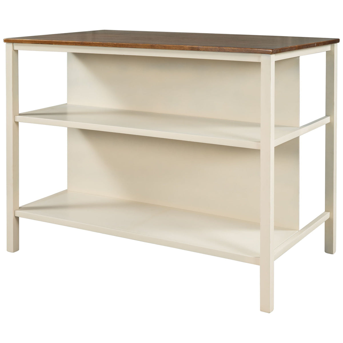 3-Piece Rustic Kitchen Island & Stool Set – Light Brown