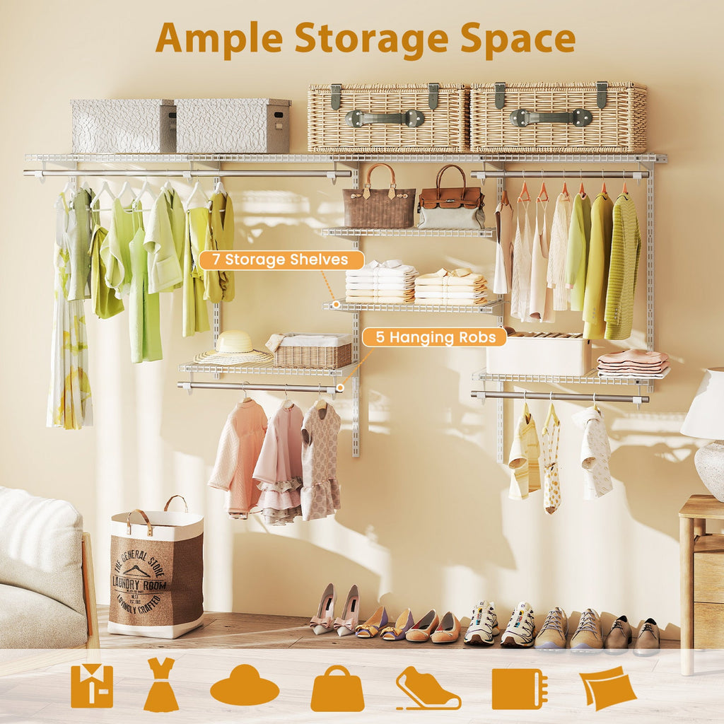 4–8 ft Adjustable Closet Organizer & Hanging System