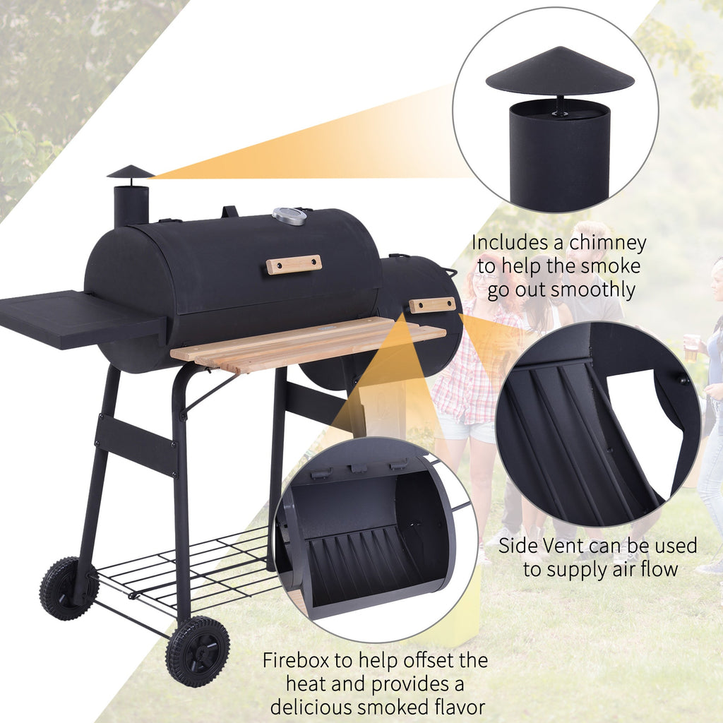 48-Inch Charcoal Grill & Offset Smoker Combo