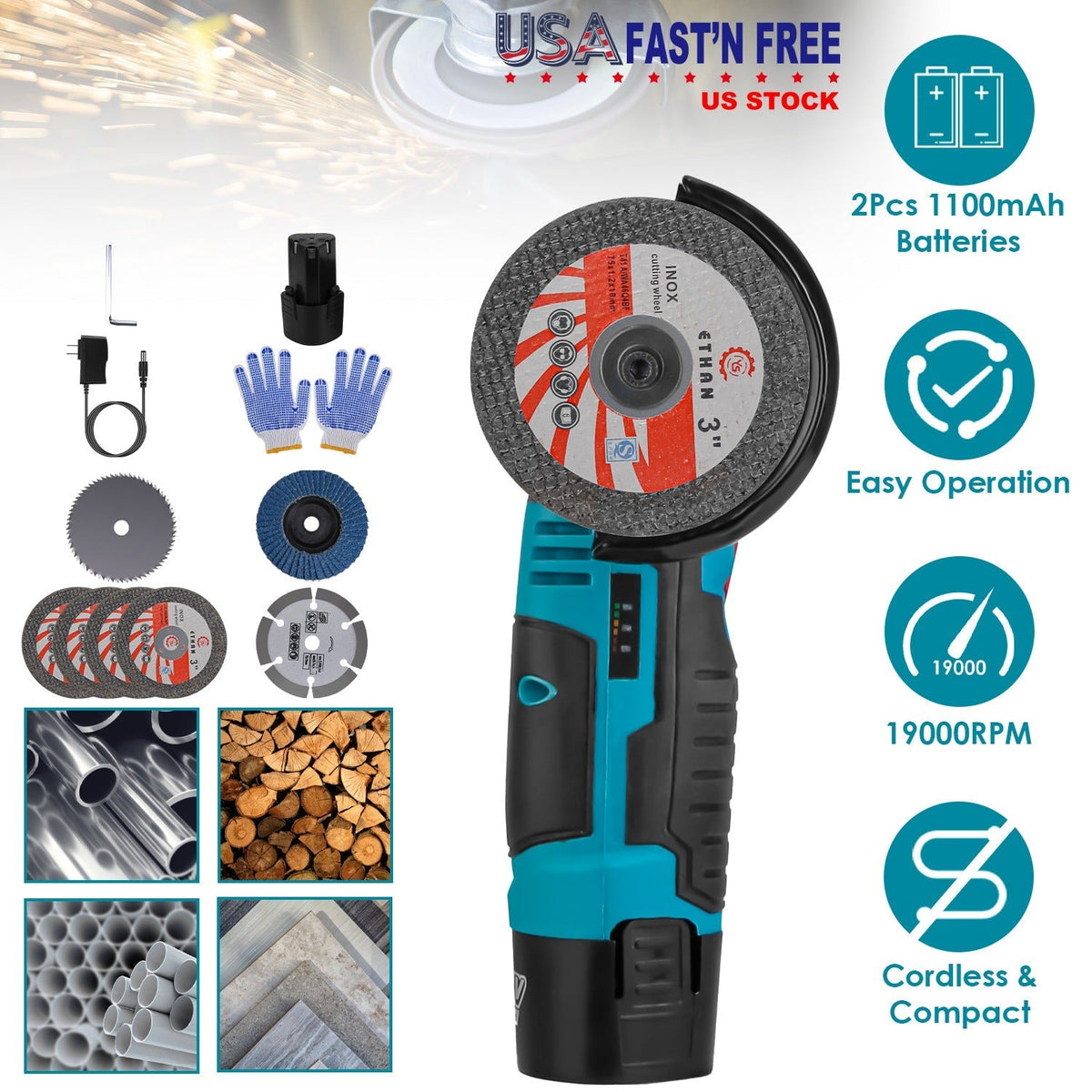 12V Cordless Mini Angle Grinder Kit