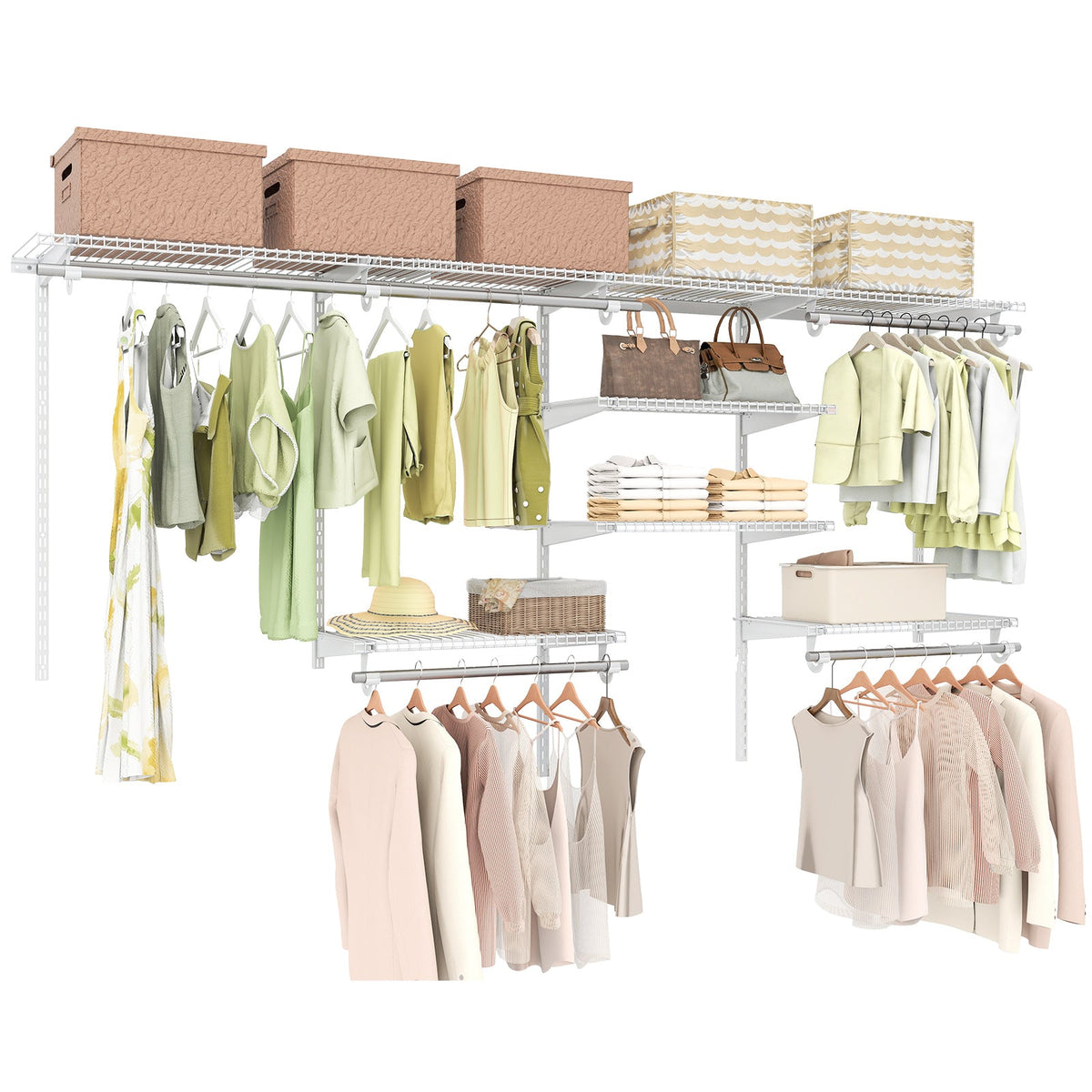 4–8 ft Adjustable Closet Organizer & Hanging System