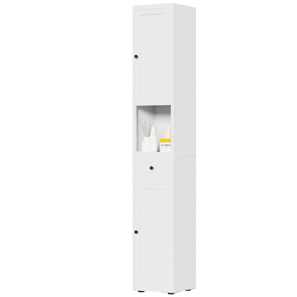 Tall Narrow 5-Tier Bathroom Storage Cabinet – White