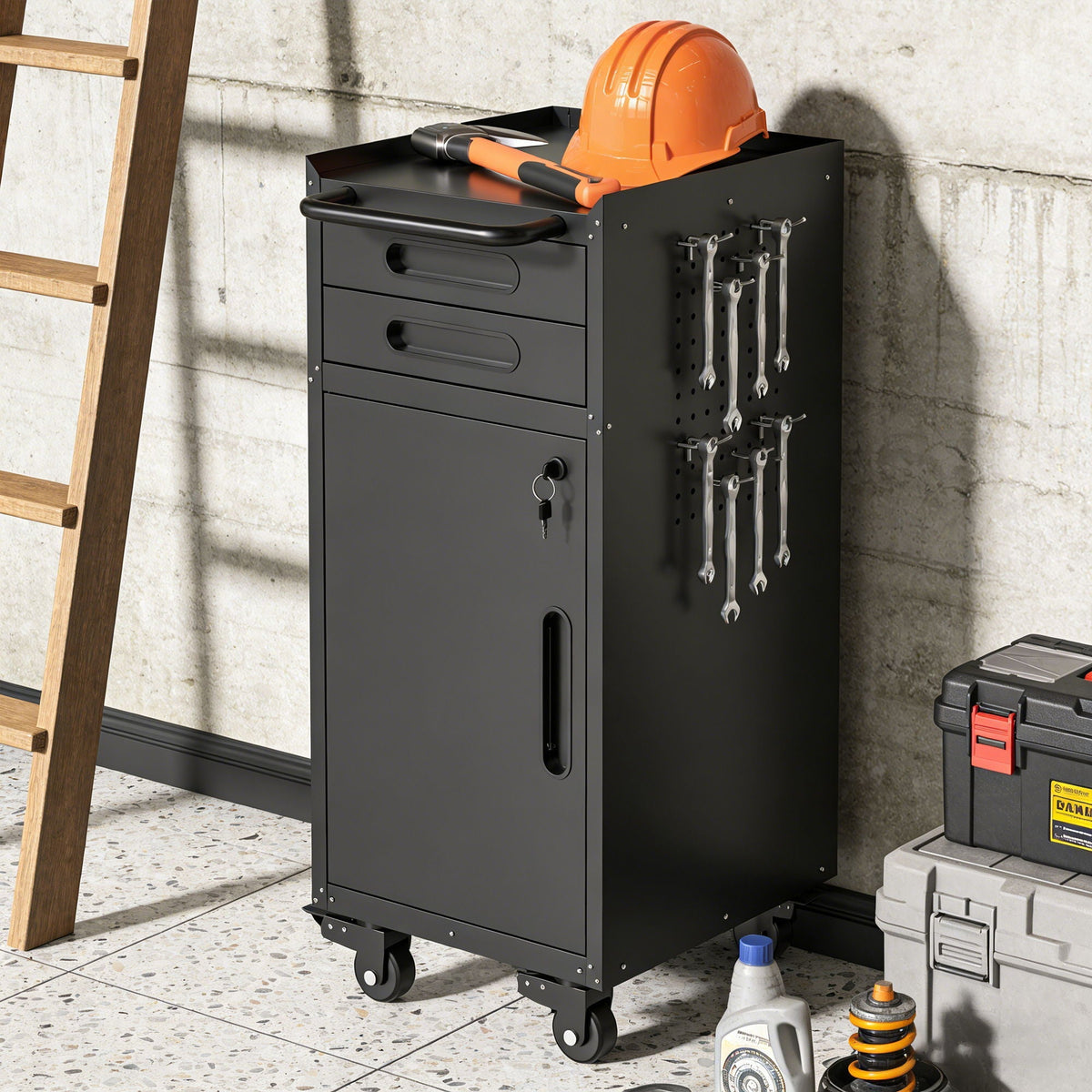 Heavy-Duty Rolling Tool Cabinet with Lockable Doors