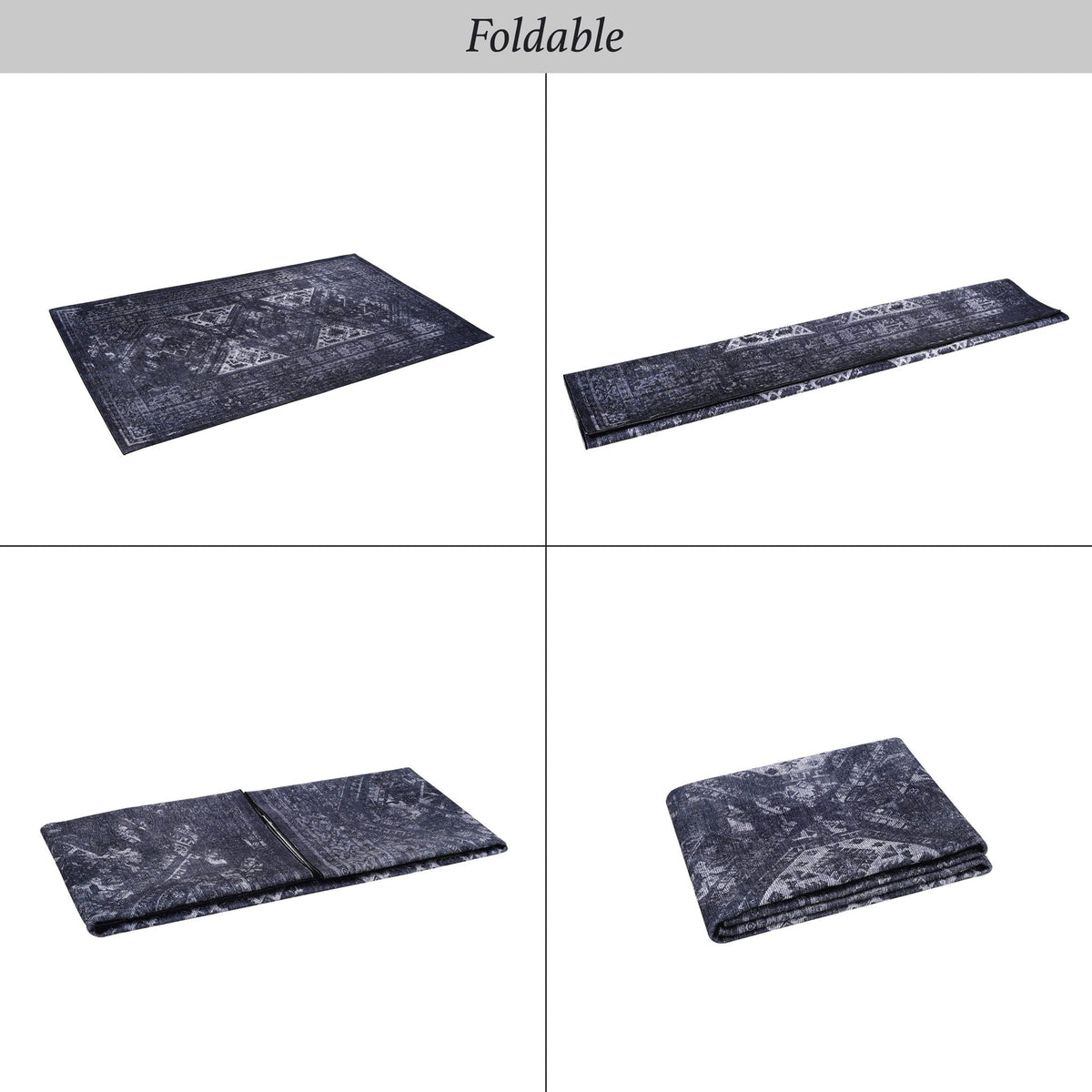 Washable Runner Rug – Beige, Dark Gray or Black