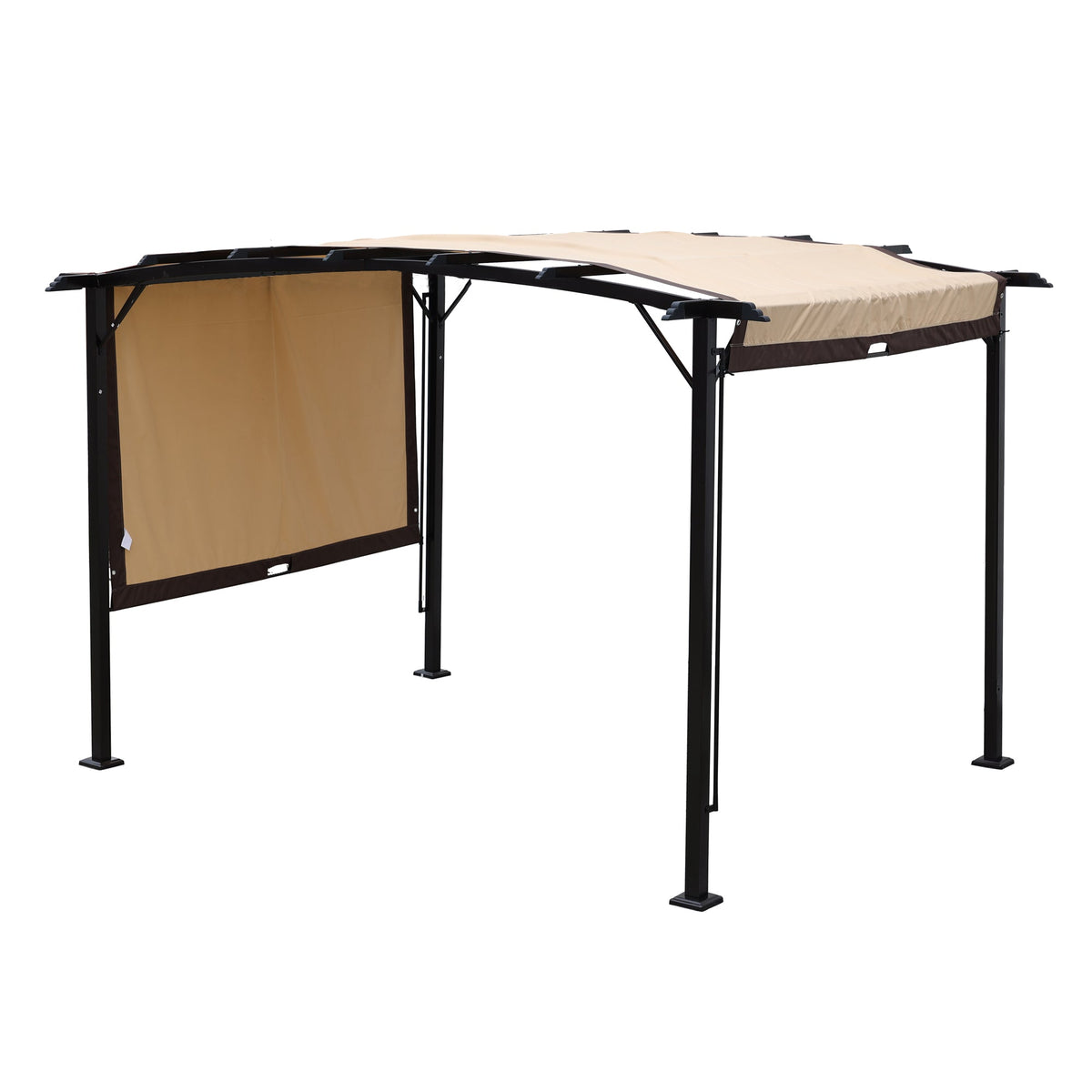 12' x 9' Steel Pergola Gazebo with Retractable Canopy