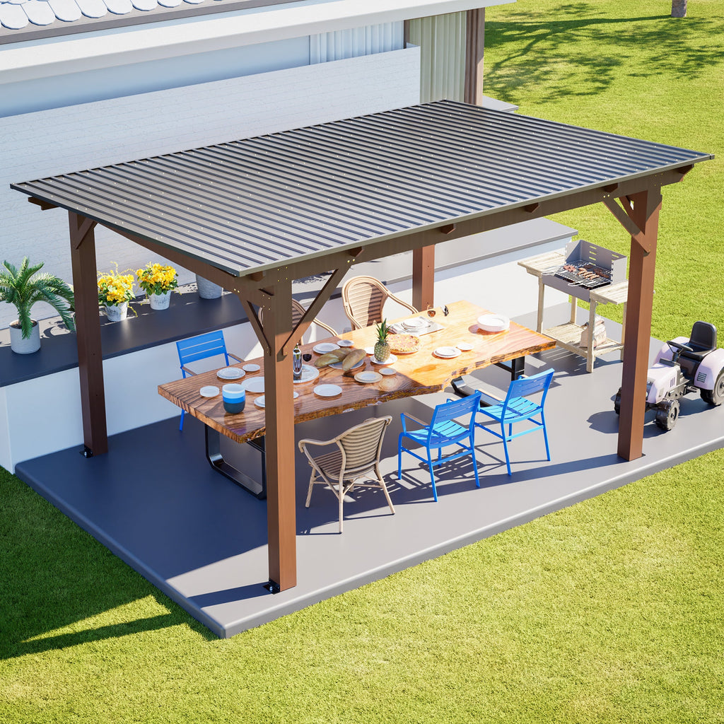 13' x 10' Wooden Garden Gazebo with Metal Roof