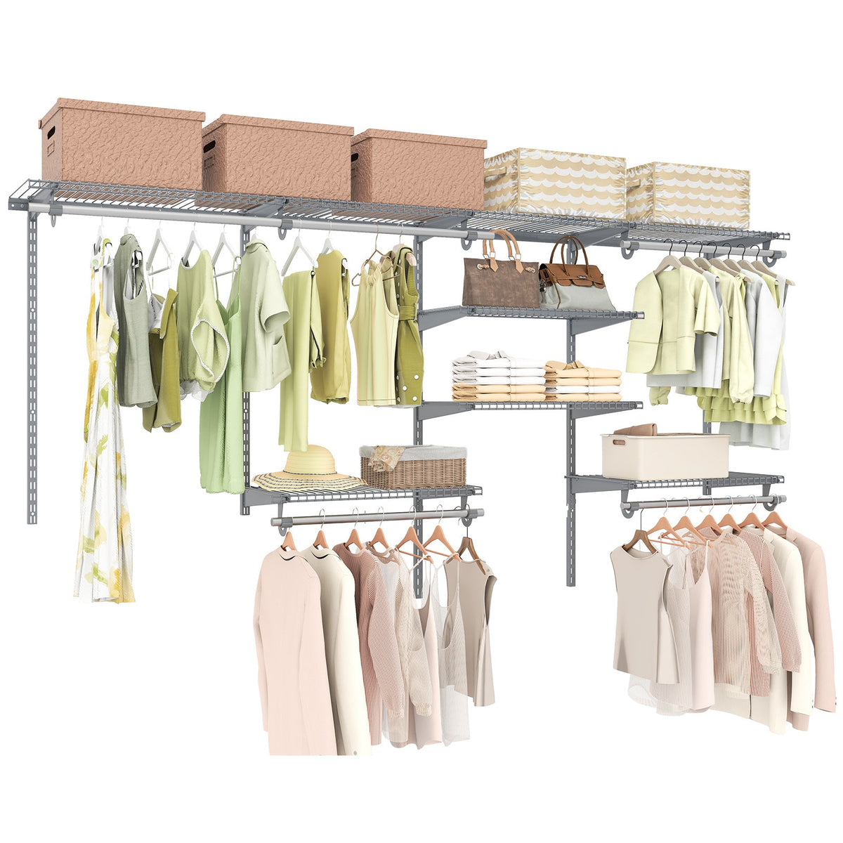 4–8 ft Adjustable Closet Organizer & Hanging System