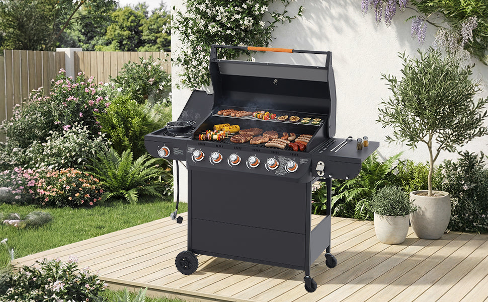 6-Burner Propane Gas Grill with Side Burner
