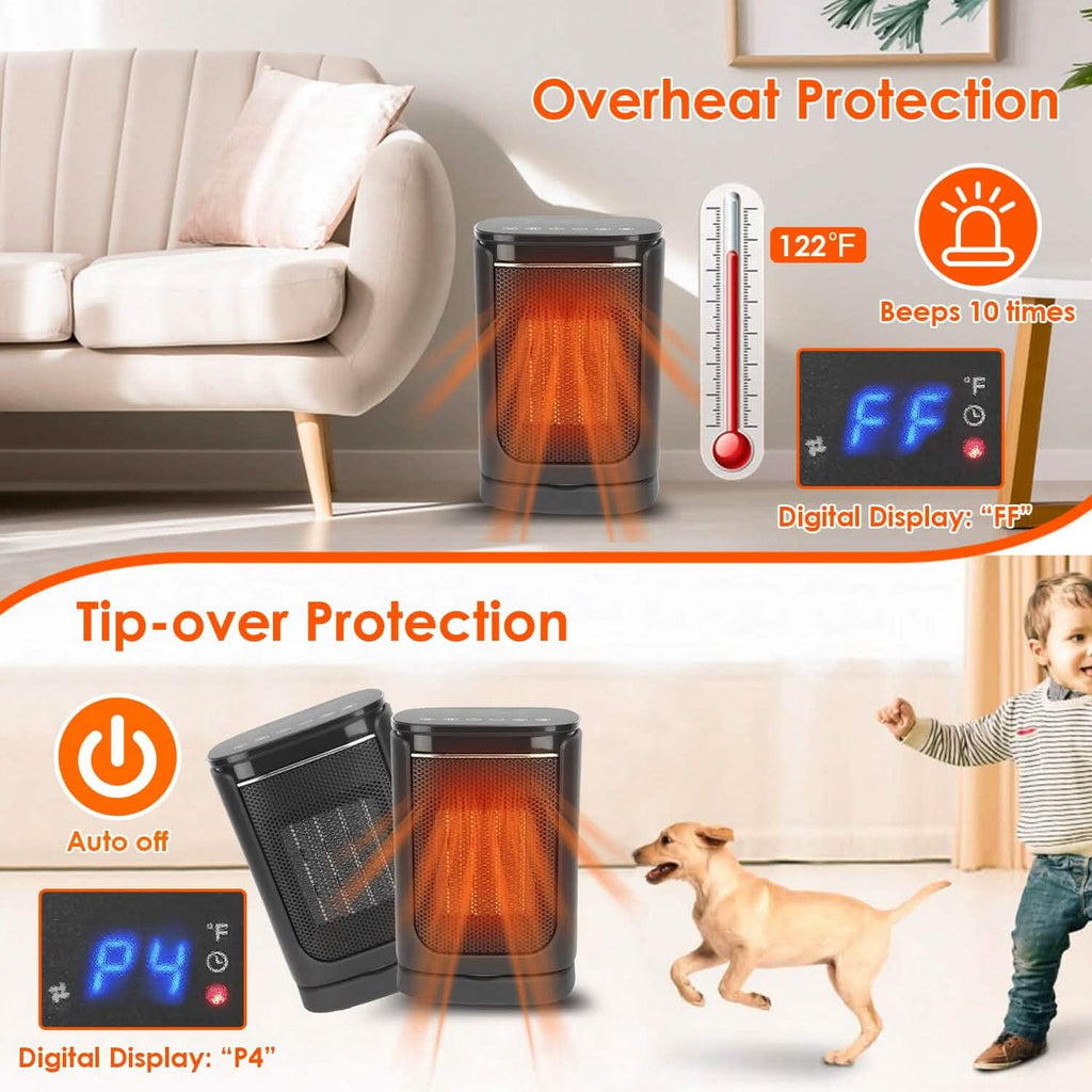 1500W Ceramic Space Heater with Remote & Digital Display
