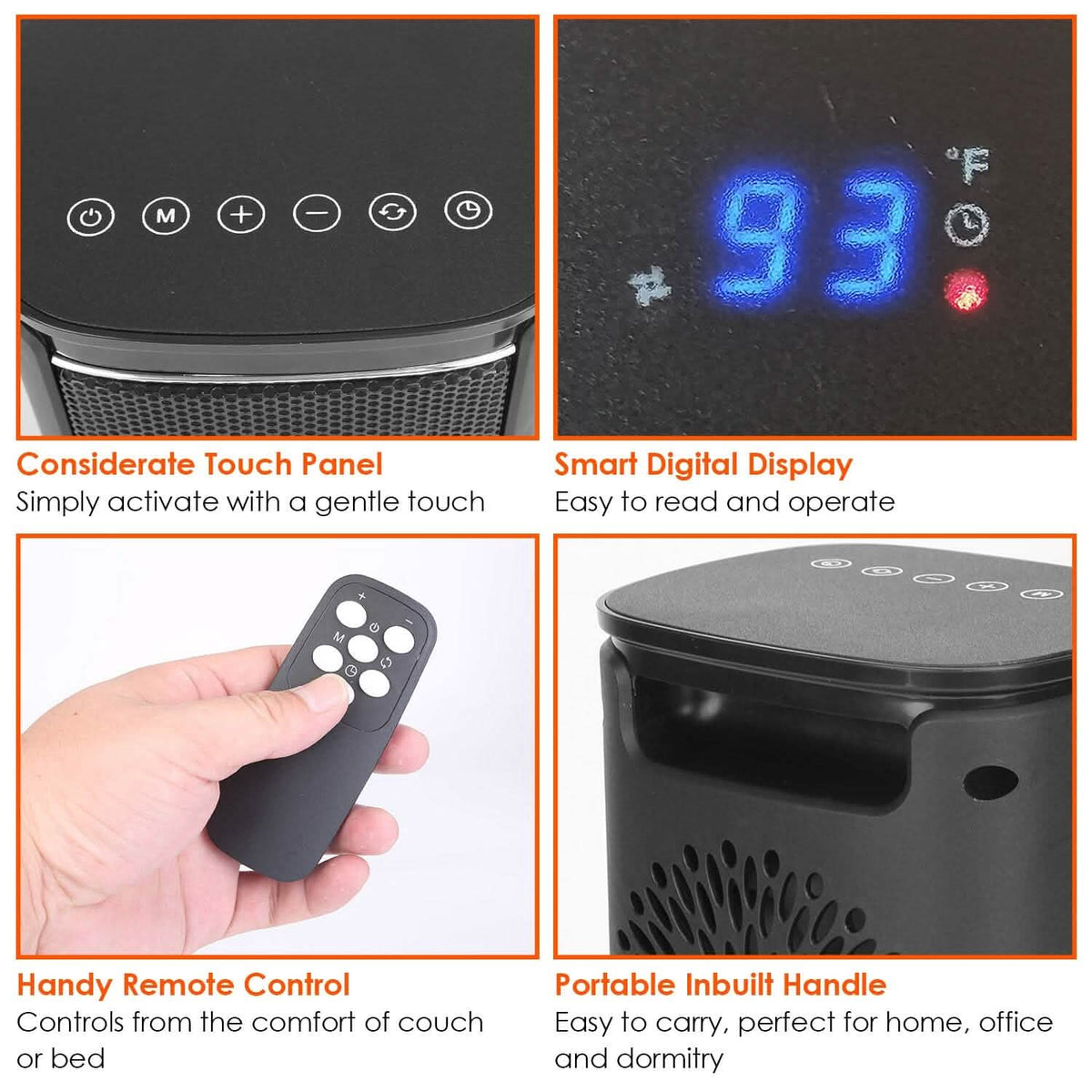 1500W Ceramic Space Heater with Remote & Digital Display