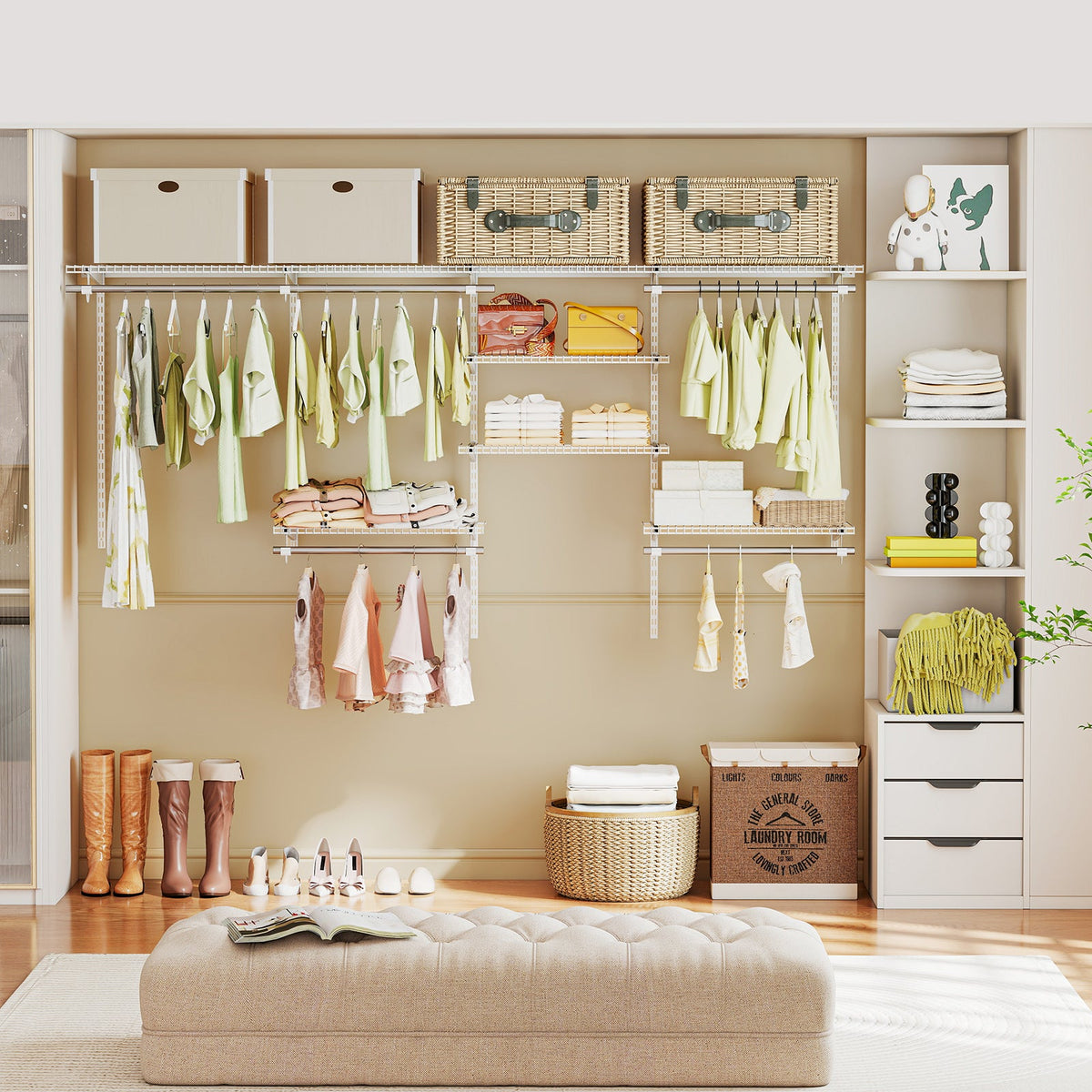 4–8 ft Adjustable Closet Organizer & Hanging System