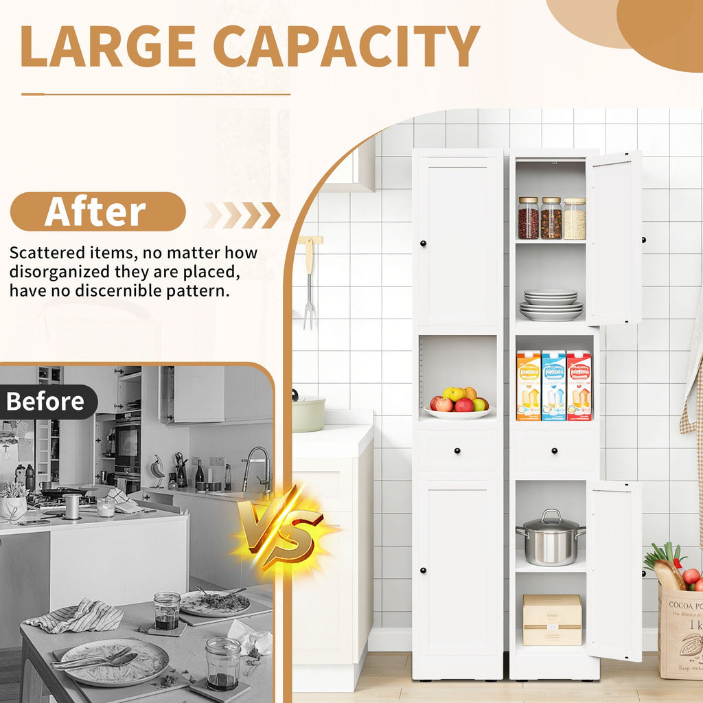 Tall Narrow 5-Tier Bathroom Storage Cabinet – White
