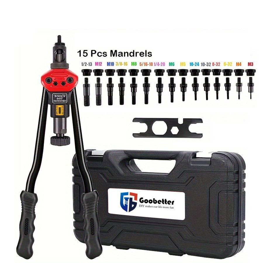 16" Rivet Nut Gun Kit with 15 Mandrels