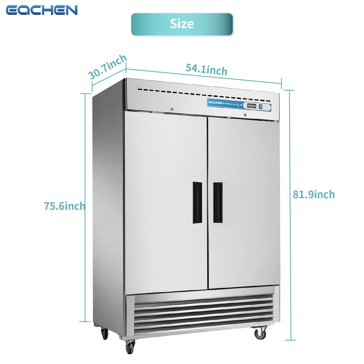 EQCHEN 49 Cu. Ft. Two-Door Commercial Reach-In Refrigerator