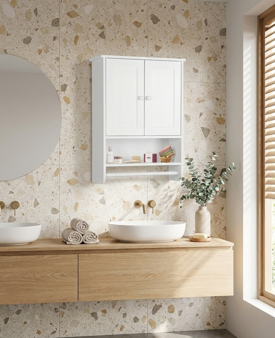 Modern Wall Mounted Bathroom & Kitchen Storage Cabinet – Space-Saving Organizer