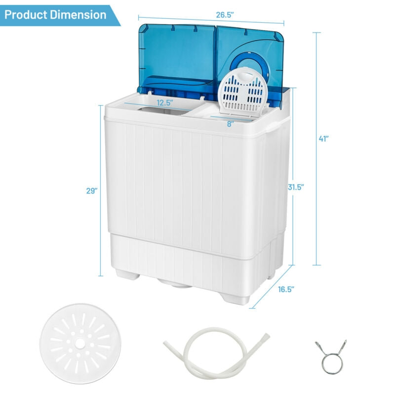 26 lb Portable Twin-Tub Washing Machine with Drain Pump
