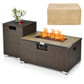 Propane Rattan Fire Pit Table Set with Side Table