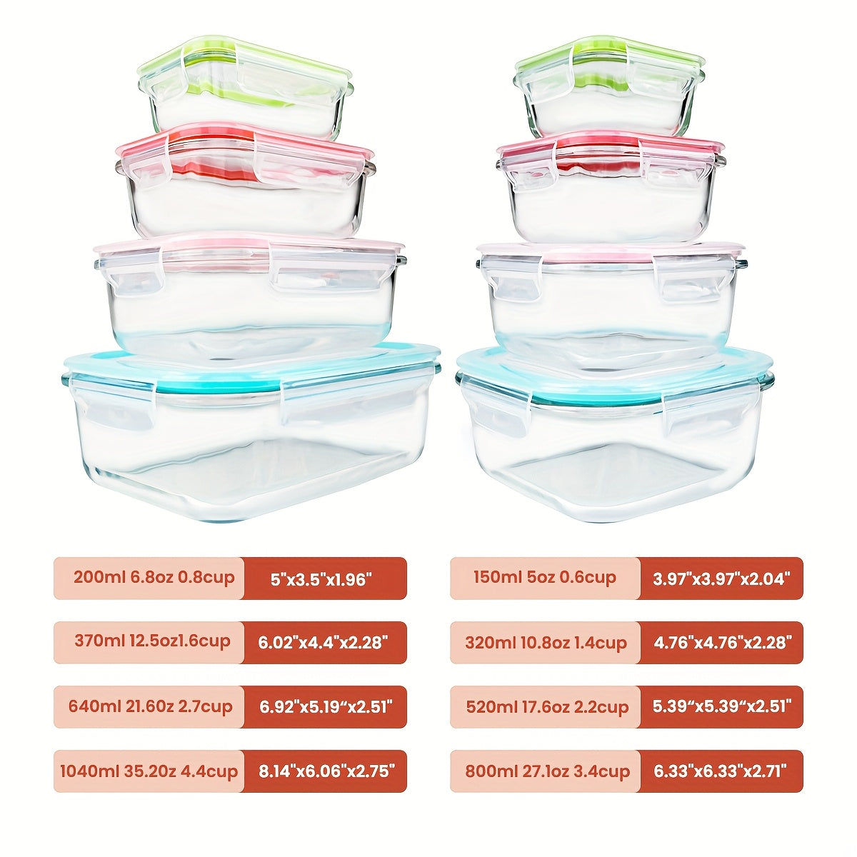 16-Piece Glass Food Storage Container Set