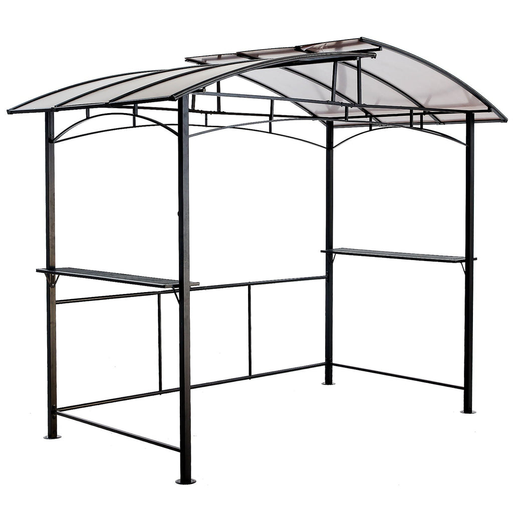 8' x 5' Steel Hardtop Grill Gazebo with Side Shelves