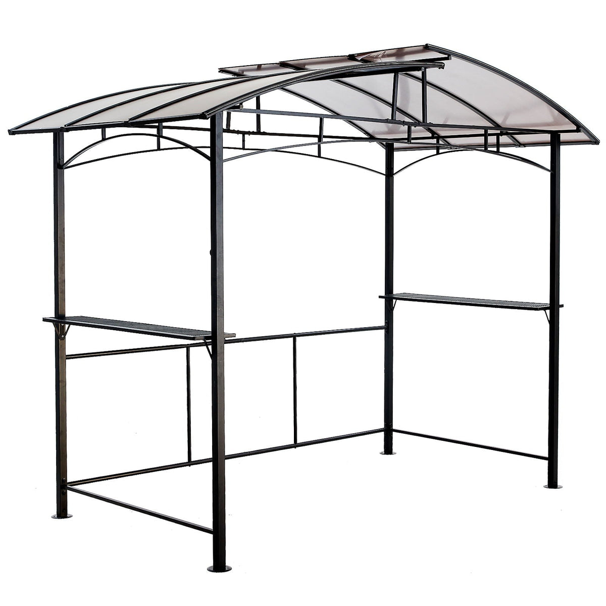 8' x 5' Steel Hardtop Grill Gazebo with Side Shelves