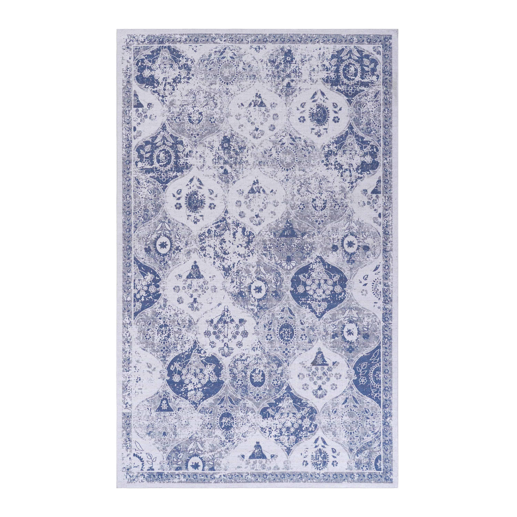 LOOM & LUXE Blue Washable Area Rug – 5x8