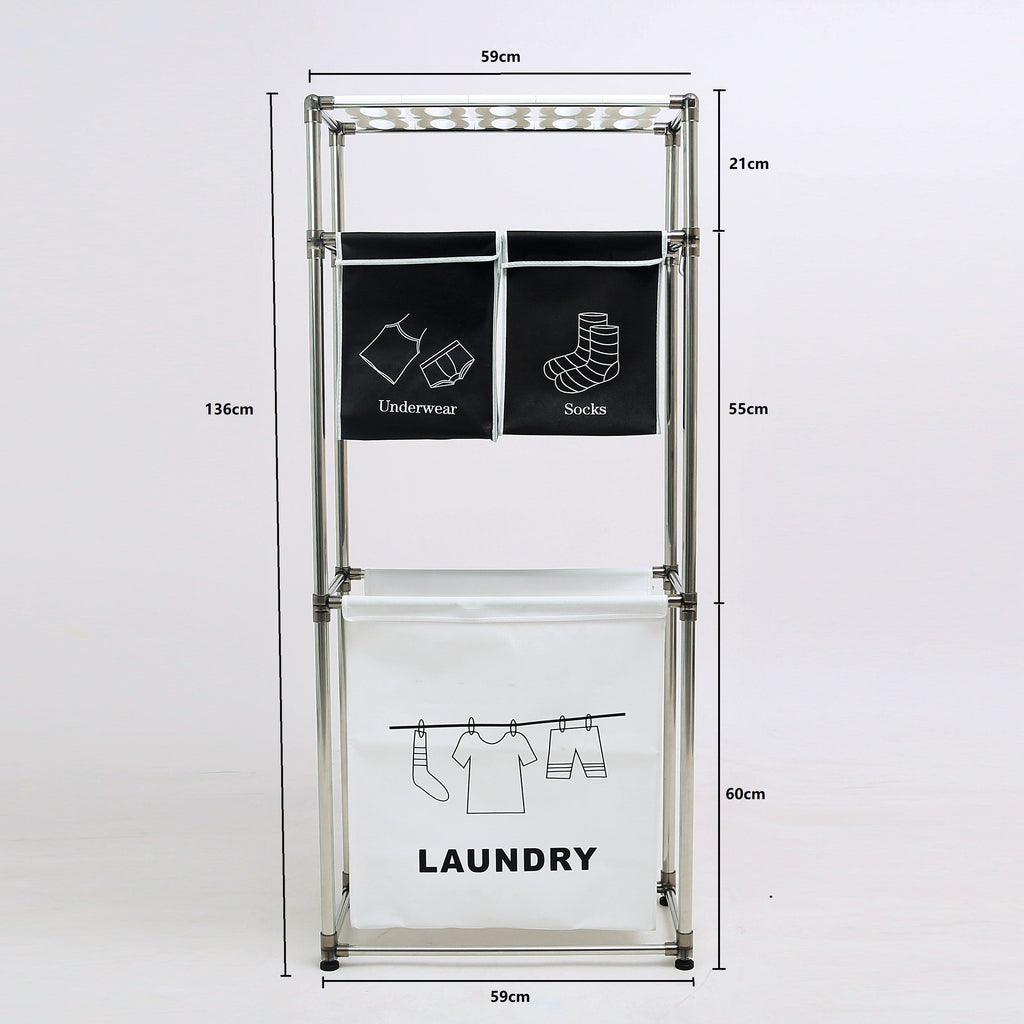 3-Tier Laundry Sorter with 4 Removable Bags