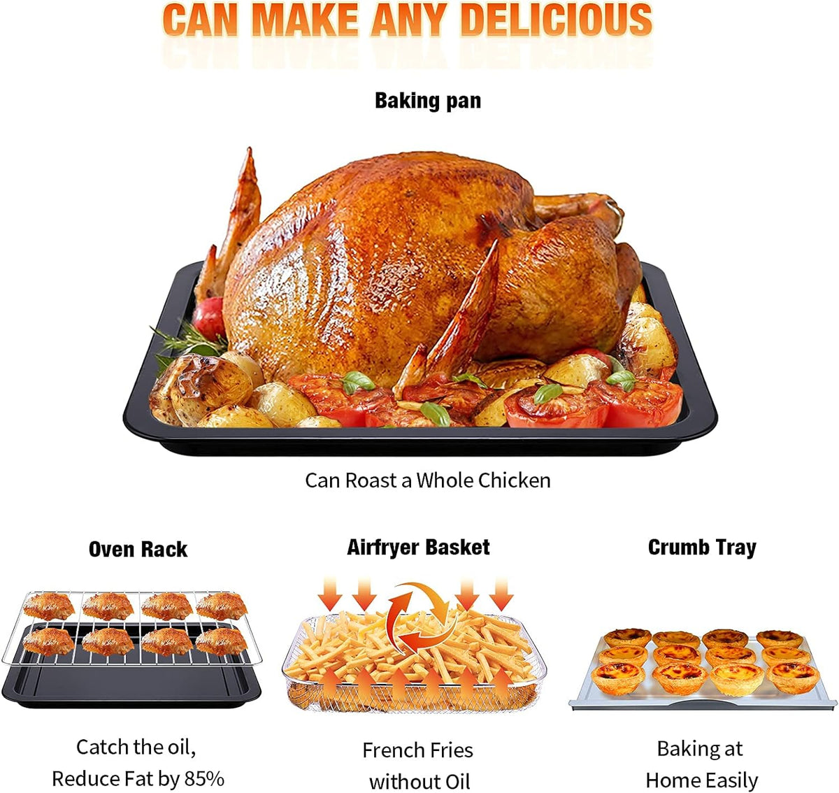 26QT Stainless Steel Air Fryer Toaster Oven