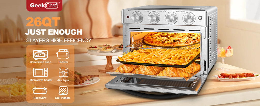 26QT Stainless Steel Air Fryer Toaster Oven