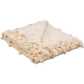 Cream Pom Cotton Throw Blanket
