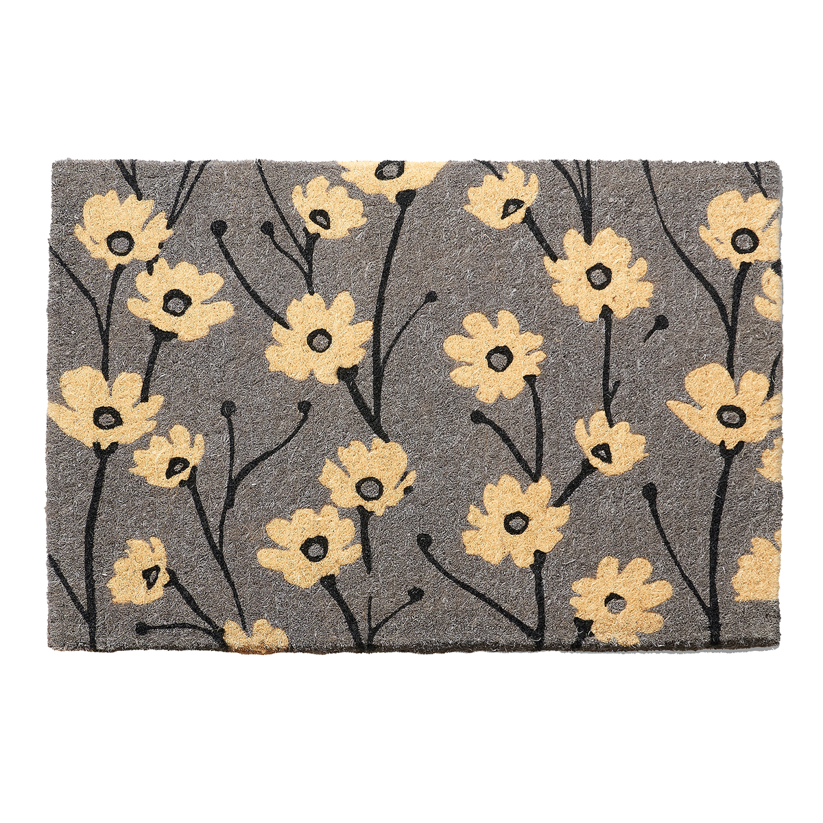 Fab Habitat Wild Flowers Gray Coir Doormat