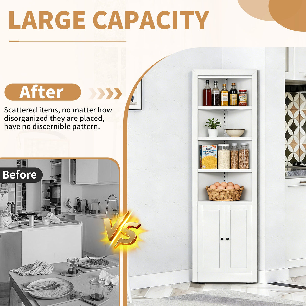 71-Inch Tall Corner Storage Cabinet