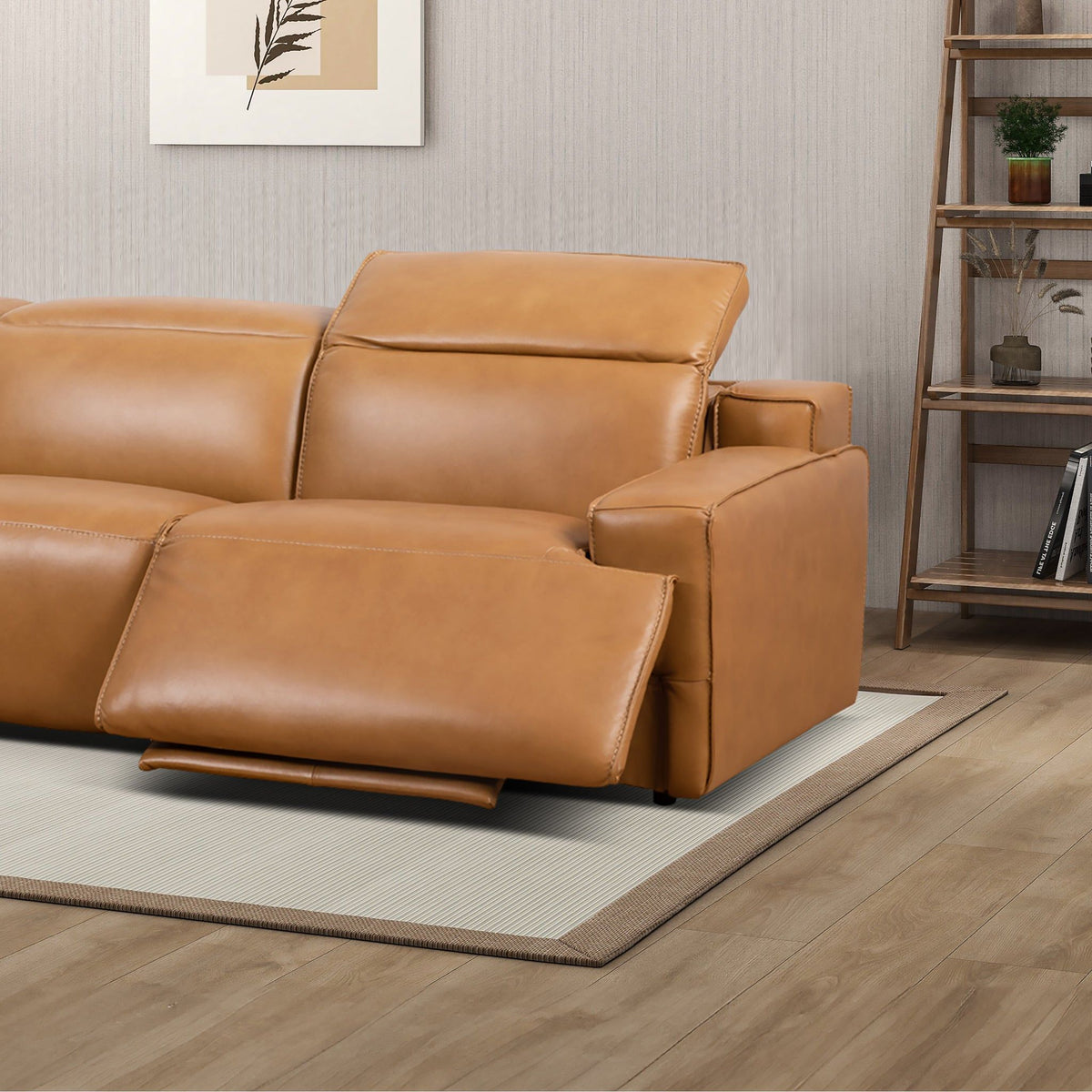 3-Seat Triple-Power Leather Recliner Sofa – Tan