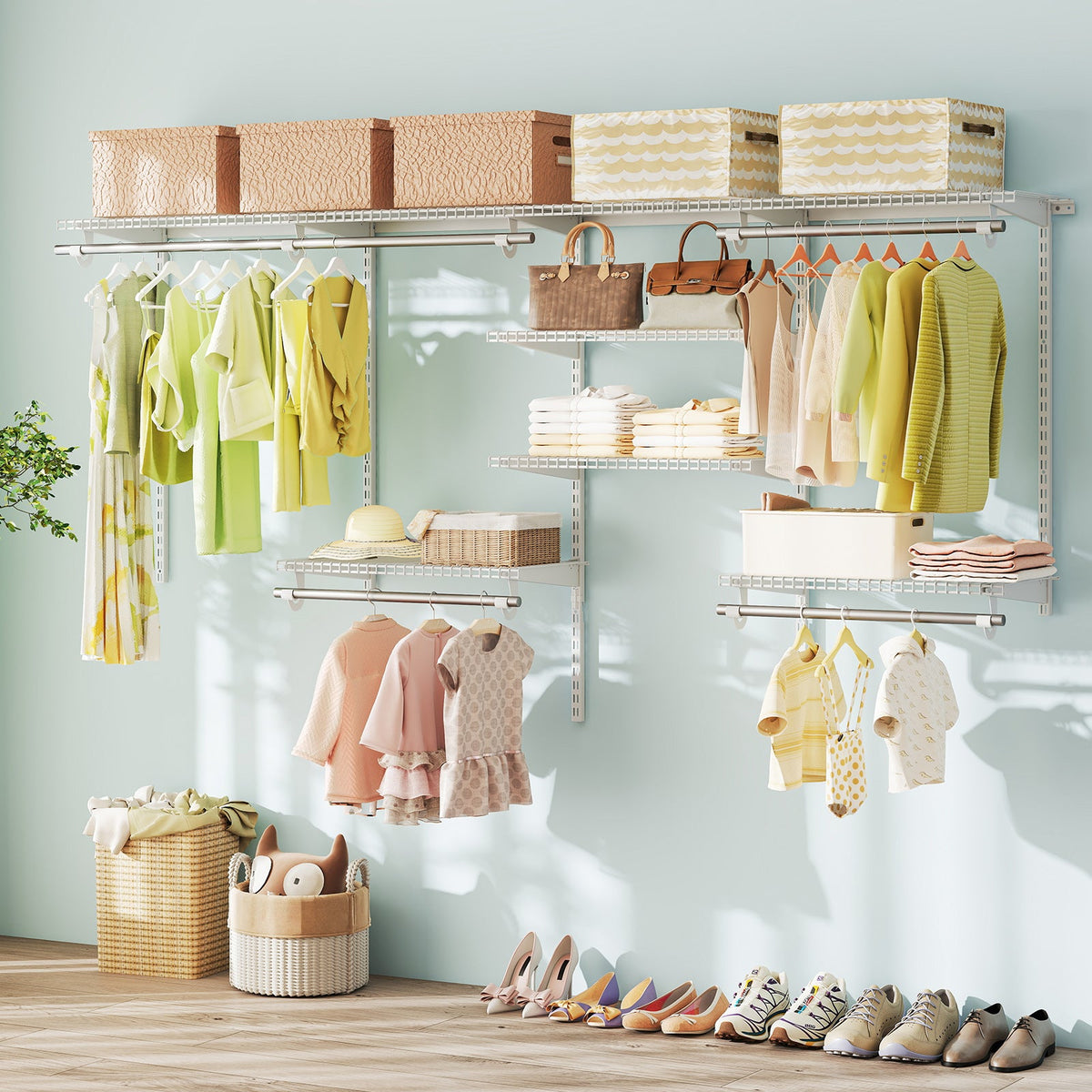 4–8 ft Adjustable Closet Organizer & Hanging System