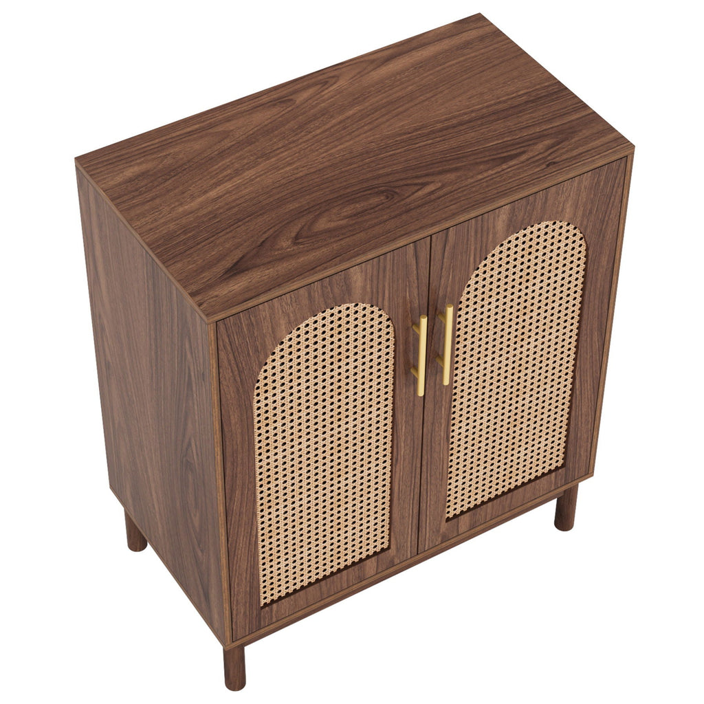 Rattan-Door Sideboard Buffet Cabinets – Set of 2