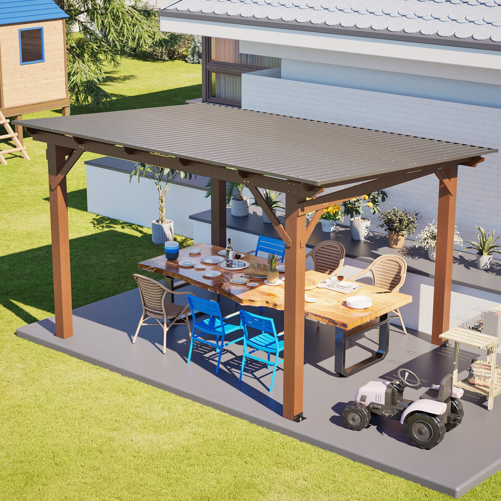 13' x 10' Wooden Garden Gazebo with Metal Roof