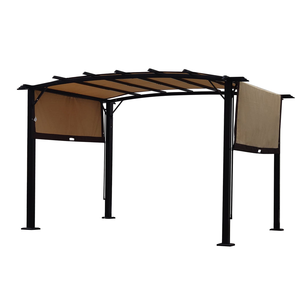 12' x 9' Steel Pergola Gazebo with Retractable Canopy