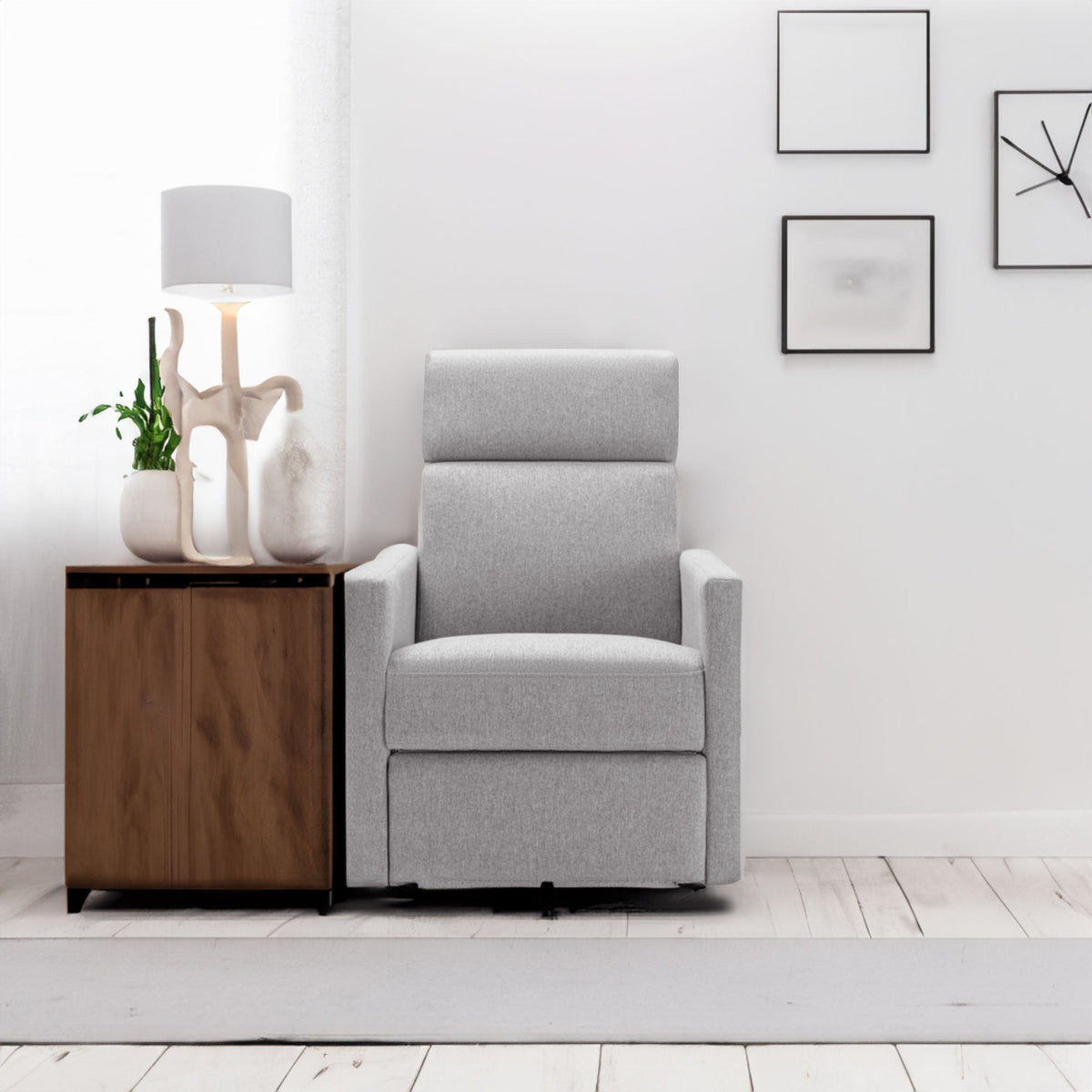 Modern Upholstered Swivel Glider Rocker Recliner – Gray